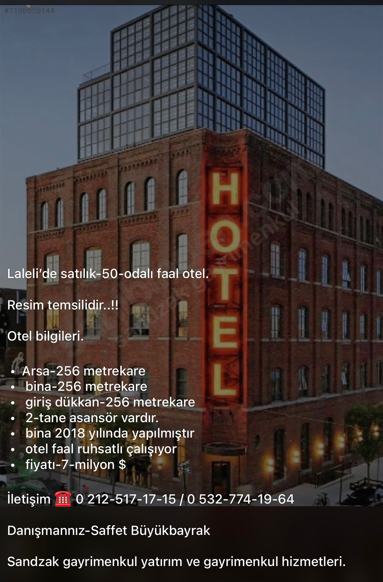 LALELİ`DE SATILIK -50-ODA`LI TURİSTİK FAAL HOTEL